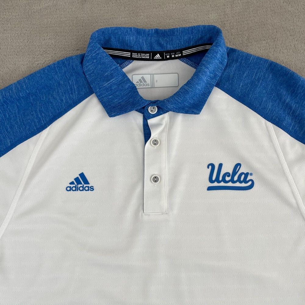Adidas x UCLA Bruins Golf Polo Shirt‎ Men Medium White Blue Performance NWOT